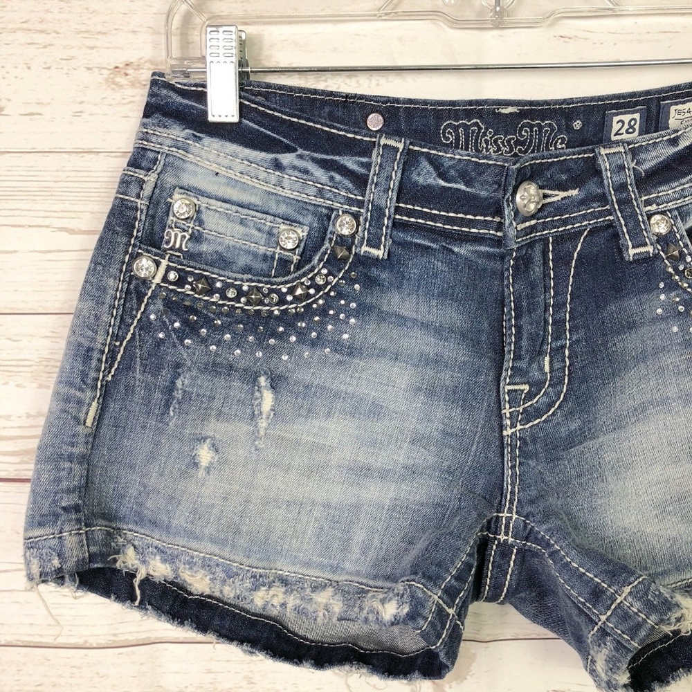 ❌SOLD❌ [Miss Me] Embellished Denim Cutoff Shorts - Picture 5 of 8